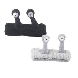 Schnecken Make Up Haarband Spa Stirnband Damen Kosmetik Stirnband für Gesichts Elastisch 3D Schnecken Haarband Kosmetik Make up Schönheit Hautpflege Weich Korallenrot Fleece (Black+Grey, One Size) von Snakell