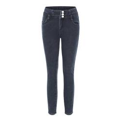 Snakell Thermo Jeggings Damen Winter Jeans Fleece Gefütterte Denim Leggings High Waist Slim Fit Dicke Warm Plüsch Jeggings Große Größen Thermojeans Thermohose Jeanshosen für Frauen Teenager (B-K, M) von Snakell