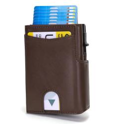Snmoec portmonee Herren Slim Wallet mit münzfach Mini geldbörse Herren RFID Blocker Portemonnaie、Geldbeutel Platz für 8-10 Karten-Koffein Farbe von Snmoec