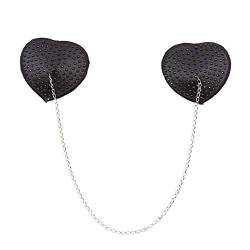 1 Paar Reizvolle Nippel-Abdeckung Silikon-Diamant-Kette Brust Paste Herzform Brust-Blumenblätter Cosplay Nippel Aufkleber Schwarz von Snner