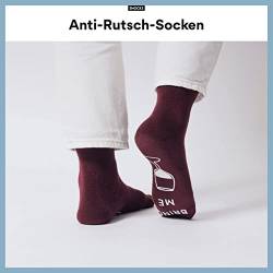 Snocks 2x Bring mir Wein Socken Herren ABS Socken Anti-Rutsch Socken 2x Schwarz Größe 47-50 Bring me Wine Socken Herren Geschenk Stoppersocken Noppensocken Haussocken von Snocks