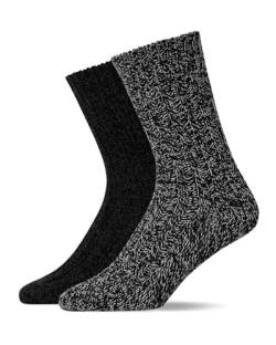 Snocks 2x Norweger Socken Herren und Frauen - Schwarz/Grau Größe 35-38 Dicke Socken Norwegersocken Warme Socken Strick Socken Kuschelsocken von Snocks