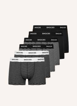 Snocks 6er-Pack Boxershorts Mit Farbigem Bund schwarz von Snocks