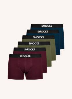 Snocks 6er-Pack Boxershorts rot von Snocks