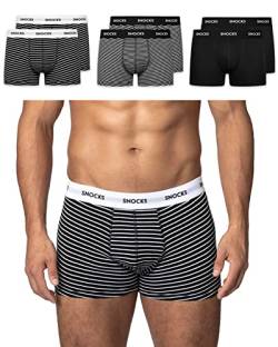 Snocks Boxershorts Herren 6 Paar Schwarz Gestreift Größe XXL Unterhosen Männer XX-Large Herren Unterhosen Herren Boxershorts Männer Boxershorts Männer Unterhosen von Snocks