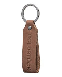 Snocks Herren Unisex Schlüsselanhänger Leder Goldstück mit Geschenkbox Dunkelbraun KeyChain Auto Schlüssel Anhänger Brown von Snocks