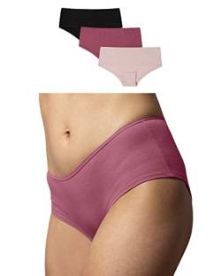 Snocks Hipster Damen (3X) - Unterwäsche Damen Slip aus Baumwolle (XS-XL) (3X Mix2, XS) XS (32/34) Rosa Pink Unterhosen Damen Panty Schwarze Panties von Snocks