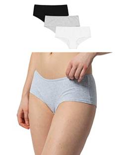 Snocks Hipster Damen (3X) - Unterwäsche Damen Slip aus Baumwolle L Frauen Unterwäsche Damen Unterhosen Panty Weiß Grau Schwarz von Snocks