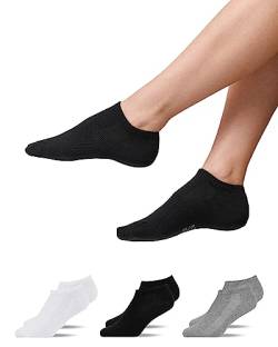 Snocks Männer und Frauen Sneaker Socken 6er Set Gr. 47-50 I Füßlinge passend für alle Schuhe I Dünne Socken auch für Hausschuhe geeignet I Egal ob für die Arbeit, Zuhause oder Gym I Schwarz/Weiß/Grau von Snocks