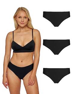 Snocks Mikrofaser Hipster Damen Schwarz S/36 - Nahtlose unsichtbare Unterwäsche bequem stilvoll Mikrofaser Panty Damen Unterwäsche Frauen Unterhosen schwarz S von Snocks