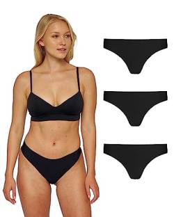 Snocks Mikrofaser String Tanga Damen Schwarz M/38 - Nahtlose unsichtbare Unterwäsche bequem stilvoll Mikrofaser Tanga Damen Unterwäsche Frauen Unterhosen schwarz M von Snocks