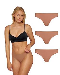 Snocks Mikrofaser String Tanga Damen braun L/40 - Seamless Frauen Unterwäsche Dessous bequem stilvoll Mikrofaser Tanga Damen Unterwäsche Frauen Unterhosen braun 40 von Snocks