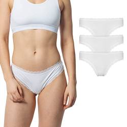 Snocks Spitzentanga 3er Set Gr. L I Sexy Damen Tanga I Tangas mit Baumwollanteil I Underwear Women I Hot Unterwäsche Damen I Slip Damen I Angenehme Passform für jeden Körpertyp I Weiß von Snocks