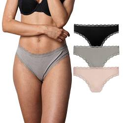 Snocks Spitzentanga 3er Set Gr. XS I Sexy Damen Tanga I Tangas mit Baumwollanteil I Underwear Women I Hot Unterwäsche Damen I Slip Damen I Angenehme Passform für jeden Körpertyp I Mix 1 von Snocks