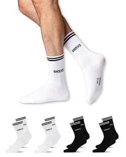 Snocks Tennissocken mit Streifen für Damen und Herren: Ideale Sportsocken aus Biobaumwolle - passend für jeden Sneaker und jeden Style - Tennissocken herren43-46 von Snocks