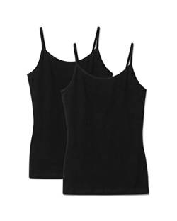 Snocks Unterhemd Damen aus 95% Bio Baumwolle (2er-Pack) XL (42/44) Klassische Träger Top Schwarz Größe XL 42 Spaghetti Top unter Pullover Shirt Tank Untershirt von Snocks