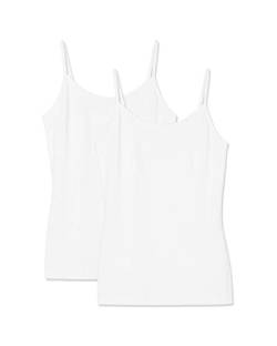 Snocks Unterhemd Damen aus 95% Bio Baumwolle (2er-Pack) XS (32/34) Klassische Träger Top Weiß Größe XS 34 Spaghetti Top unter Pullover Shirt Tank Untershirt von Snocks