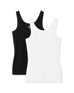 Snocks Unterhemd Damen aus 95% Bio Baumwolle XS-XL Tank Top (1x Schwarz + 1x Weiß, S) von Snocks