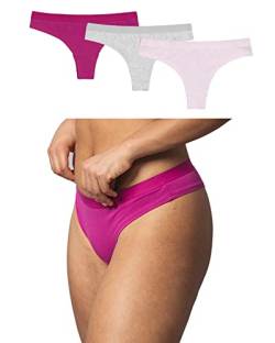 Snocks Unterhosen Damen Unterwäsche Frauen Brazilian Slip 3er Pack Damen Unterwäsche Baumwolle Slip Damen Unterhosen Grau Rosa Größe S (36) Slips Pantys Hipster Damen von Snocks