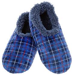 Snoozies! Herren Hausschuhe mit Velours-Fleece-Gefüttert, superweich, mit rutschfester Sohle, Größen 39-45, blau, Medium von Snoozies