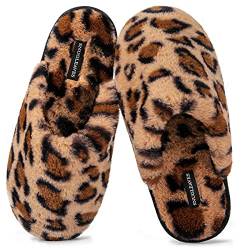 Snug Leaves Damen Flauschige Hausschuhe mit Kunstfell und Memory Foam, Sexy und Klassische Pantoffeln Leopard,38/39 EU von Snug Leaves