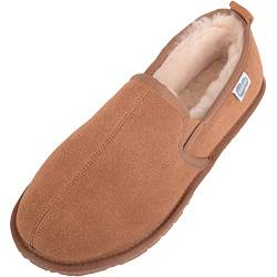 SNUGRUGS Herrenschuhe/Slipper mit Futter aus Schaffell und Gummisohle, Hellbraun, 48/49 EU von Snugrugs