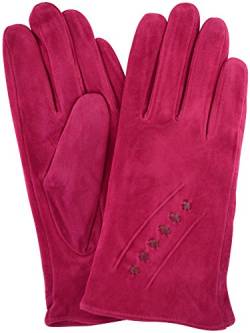 Snugrugs Damen Wildleder-Handschuhe mit Fleece-Futter und Kreuzstich-Design Gr. M 18 cm, fuchsia von Snugrugs