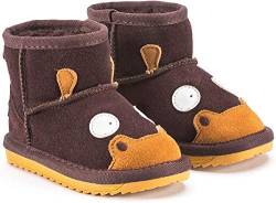 Snugs Boots Kinderstiefel aus Lammfell und Wild-Leder Stiefel für Kinder Jungen und Mädchen Lammfellschuhe, Dunkelbraun, 21 von Snugs