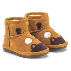 Snugs Boots Kinderstiefel aus Lammfell und Wild-Leder Stiefel für Kinder Jungen und Mädchen Lammfellschuhe, Hellbraun, 32 von Snugs