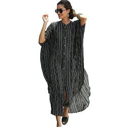 Snyemio Damen Kaftan Strandkleid Boho Floral Lange Übergröße Pareos Lose Kimono Sommer Tunika Maxikleid(Farbe 22, Einheitsgröße) von Snyemio