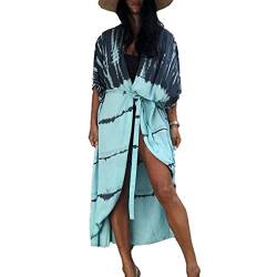 Snyemio Damen Strand Kimono Cardigan Sommer Lange Strandkimonos Übergröße Strandponcho Bunt Bikini Cover Up Boho,Farbe 1,Einheitsgröße von Snyemio