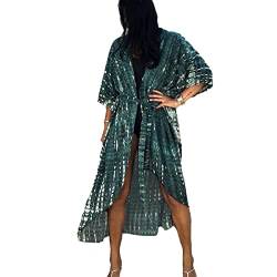 Snyemio Damen Strand Kimono Cardigan Sommer Lange Strandkimonos Übergröße Strandponcho Bunt Bikini Cover Up Boho,Farbe 13,Einheitsgröße von Snyemio