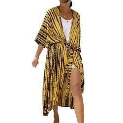 Snyemio Damen Strand Kimono Cardigan Sommer Lange Strandkimonos Übergröße Strandponcho Bunt Bikini Cover Up Boho,Farbe 14,Einheitsgröße von Snyemio