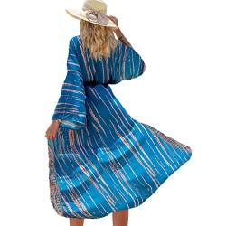 Snyemio Damen Strand Kimono Cardigan Sommer Lange Strandkimonos Übergröße Strandponcho Bunt Bikini Cover Up Boho,Farbe 28,Einheitsgröße von Snyemio