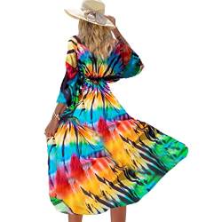 Snyemio Damen Strand Kimono Cardigan Sommer Lange Strandkimonos Übergröße Strandponcho Bunt Bikini Cover Up Boho,Farbe 29,Einheitsgröße von Snyemio