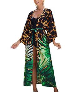 Snyemio Damen Strand Kimono Cardigan Sommer Lange Strandkimonos Übergröße Strandponcho Bunt Bikini Cover Up Boho,Farbe 34,Einheitsgröße von Snyemio