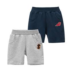 Snyemio Jungen 2er-Pack Sommer Shorts Kinder Baumwolle Kurze Hosen Pull-on Freizeit Shorts 1-7 Jahre, Farbe B, 116-122 (Etikette 120) von Snyemio