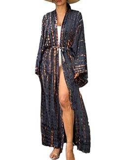 Snyemio Strand Kimono Cardigan Damen Strandkimonos Sommer Lang Strandponcho Große Größe Bikini Cover Up,Farbe 1,Einheitsgröße von Snyemio