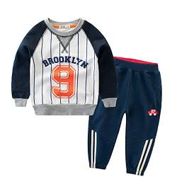 Snyemio Trainingsanzug Jungen Jogginganzug Kapuzenpullover Anzug Sweatshirt & Hosen Set Sportanzug Kleidungssätze 2-7 Jahre, Weiß, 116-122 (Etikett 120) von Snyemio