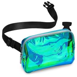 SoJourner Holografische Rave-Bauchtasche – Packungen für Festival-Frauen/Männer | niedliche modische Gürteltasche, Aqua - 1 Tasche, One-Size, Bauchtasche von SoJourner Bags