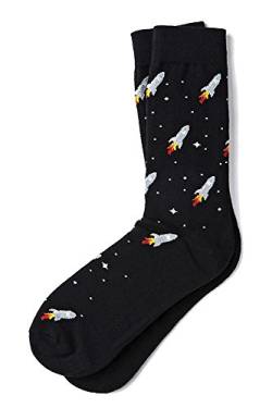 Herren Socken, Motiv: Raketenschiff, Weltraum, Schwarz von Sock Genius