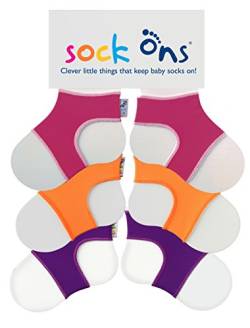 Sock Ons - Baby-Sockenhalter - 6-12 Months - 3er Pack (1 x Pink 1 x Orange 1 x Purple) - Amazing Value Pack - Erstaunliches Vorteilspaket - Baby-Socken immer anziehen! von Sock Ons