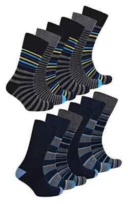 12er Pack Herren Socken Ohne Gummi und Naht | Bambus Lustige Design Extra Weit/Breit Diabetiker Socken (39-45, Verschiedene) von Sock Snob
