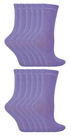 12er Pack Kinder Einfarbig Socken | Sock Snob | Baumwolle Socken für Mädchen und Jungen | 27-30 und 31-34 (27-30, Lila) von Sock Snob