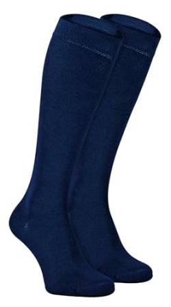 2er Pack Damen Lang Bambus Socken | Kniestrümpfe Bambussocken | Unifarben Atmungsaktiv Kniehoch Socken | Sock Snob (37-40, Marine) von Sock Snob