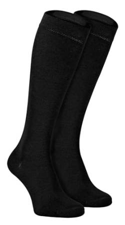 2er Pack Damen Lang Bambus Socken | Kniestrümpfe Bambussocken | Unifarben Atmungsaktiv Kniehoch Socken | Sock Snob (37-40, Schwarz) von Sock Snob