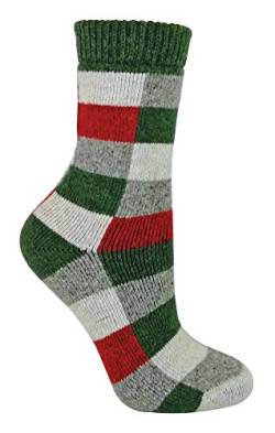 Damen Atmungsaktiv Seide Wolle Socken mit Bunt Kariert Muster (37/42, 15 Green/Red) von Sock Snob