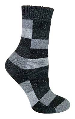 Damen Atmungsaktiv Seide Wolle Socken mit Bunt Kariert Muster (37/42, 17 Black/Grey) von Sock Snob