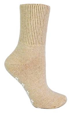 Damen Kaschmir Wolle Socken mit ABS Noppen Zzz's | Kuschelsocken Bettsocken mit Anti Rutsch | Wollsocken für Schlafen (37-42, Beige) von Sock Snob