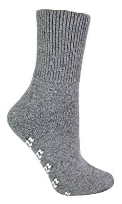 Damen Kaschmir Wolle Socken mit ABS Noppen Zzz's | Kuschelsocken Bettsocken mit Anti Rutsch | Wollsocken für Schlafen (37-42, Grau) von Sock Snob